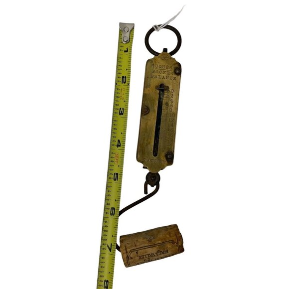 Hughes's Pocket Balance brass scale 0-25 markings patent hanging loop riveted 7" - Picture 4 of 5